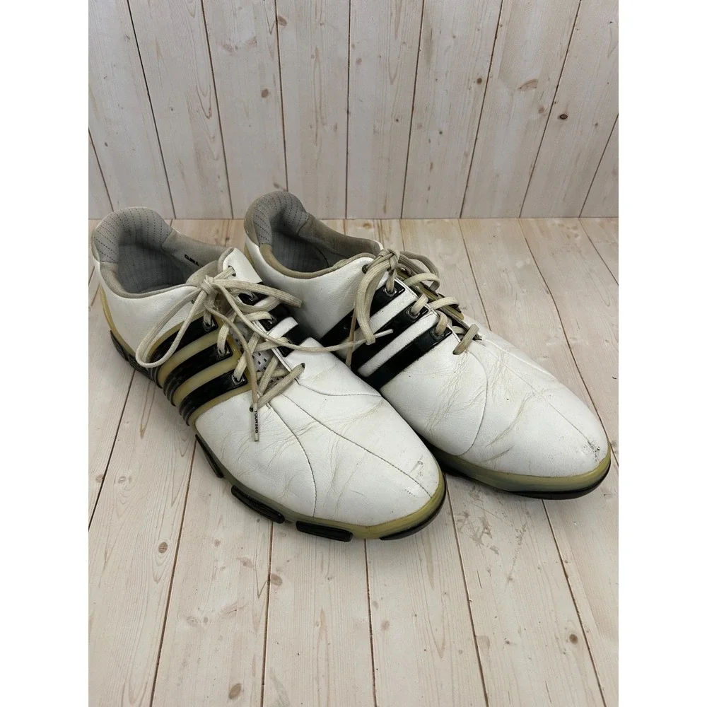 Adidas Tour 360 4.0 Thintech Leather Golf Shoes White/Black Men's Size 11.5 - Picture 7 of 10
